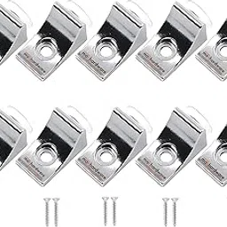 MaK Hardware L Button Shape Right Angle Glass Panel Shelf Clamp Holder Bracket Support Clip (Silver)(One Hole) (10pcs with Screw)-picture-15