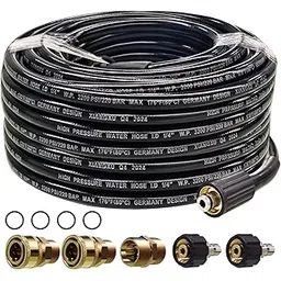 Aceup Energy Pressure Washer Hose 50 FT x1/4" with M22 Fitting Quick Connect Kits, Flexible, Kink Resistant - 3200PSI-image-64
