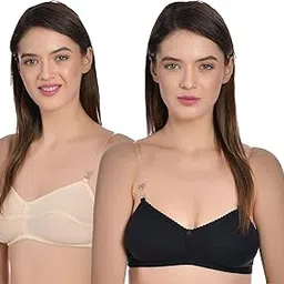 aimly Women's Cotton Non-Padded Non-Wired Mid Coverage Transparent Multiway Strapless Bra Pack of 2-picture-46