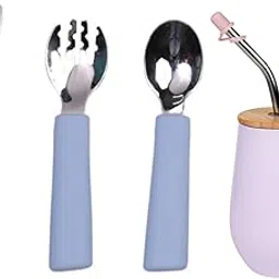 tudd Baby Grip Set Stainless Steel & Silicone Utensils for Kids | Blue with Baby Stainless Steel Happy Tummy Mug 12oz, 240 Ml,Pink (2 Year - 6 Years) | Pink-picture-26
