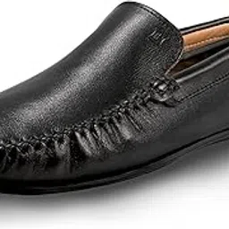 leather pride Men’s Genuine Goat Leather Loafers – Formal Black Slip-On Dress Shoes | Sweat-Absorbing, Lightweight & Flexible Comfort Sole | Waterproof Office Wear Shoes-picture-10