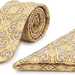 the delhi loom – Floral Pattern Collection — Men’s Micro Silk Tie & Pocket Square Gift Set – Elegant Neckties in Multiple Colors with Wooden Gift Box for Wedding, Office & Gifting-picture-24