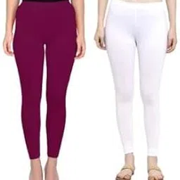 apsra ls Ankle Length Leggings Combo for Girls and Women - Purple & White-M (Rel-2450_BAZ)-picture-22