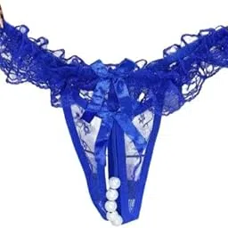 meezx fashion Royal Blue Lace Open Crotch Panty with Pearls-picture-12