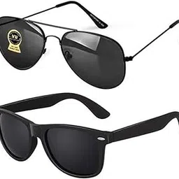 younky Black & Black Aviator Sunglasses Combo For Men & Women with UV Protection (Lens Black & Black ||Frame-Black|| Ynk-UPD-001) - Pack of 2-picture-12