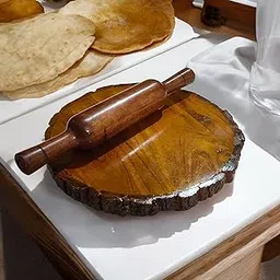 S S Wood Nation Multifunctional Pure Wooden Chakla Belan,Cake Stand,Serving Platter, Rolling Pin Board,Chapati Maker,choping Board,papad chakla for Home & Kitchen 10.5 Inch-picture-65