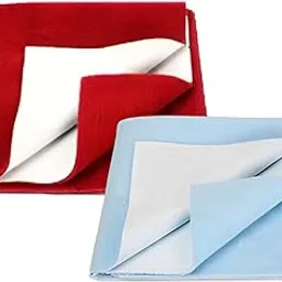 genric Baby Bed Protector, Waterproof Dry Sheet, Cotton Polyester Blend, Small Single, 70x50 cm, RED & Sky Blue, 2 Pack-picture-14