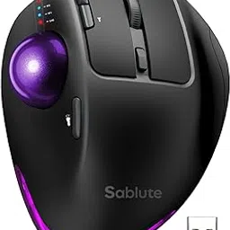 Wireless Trackball Mouse, Ergonomic Bluetooth Rechargeable Computer Mouse, Backlit Rollerball Thumb Laptop mice with 5 Level DPI, Adjustable Angle, 3 Devices Connection for PC, Windows - Purple Ball-picture-48