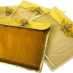 Ruhi's Creations Fabric Designer wedding gifting 5 piece single Saree/Suit Packing Sari Cover/Saree pouch bag with Flap Organizer for Wardrobe Storage or gifting-picture-67