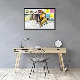 ArtzFolio Abstract Image D13 | Bulletin Board Notice Pin Board | Vision Soft Board Combo with Thumb Push Pins & Sticky Notes | Black Frame | 36 x 24 inch (91 x 61 cms)-image-88