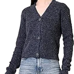 Cable Knit Cropped Cardigan,Front Open,Long Sleeve (in, Alpha, L, Regular, Grey)-image-2
