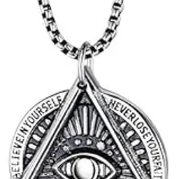 p r prints Fashion Jewellery Dark Devil Eye Men Pendant Chain Punk Talisman Sign Medallion Stainless Steel Pendant Set, Unisex Faith Pendant Gift | Promise Friendship Gift For Valentines Day-picture-35