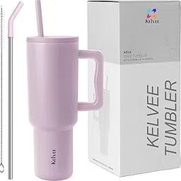 KELVEE 40oz Tumbler with Handle and Straw Lid, Reusable Vacuum Insulated Stainless Steel Water Bottle Leakproof Coffee Sipper Mug for Keeping Beverages Hot or Cold,Perfect for Travel (Purple)-picture-23