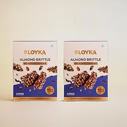 LOYKA Almond Brittle No Added Sugar Choco Box - 12 PcsX2,Diet Friendly,No Refined Sugar Added,Healthy Guilt-Free Morning/Evening Snack, Roasted California Almonds (40%) - 204gm x 2 Pack-picture-18