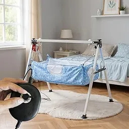 TINYTYKE Automatic Baby Cradle - Electric Swing with Adjustable Speed, Semi-Foldable Frame, Blue Cloth & Mosquito Net-image-26