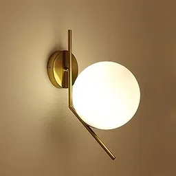 White Glass Globe Down/UP L Shape Brass Antique Sconces E27 Holder LED Decorative Wall Lamp/Dining Hall/Fancy Light for Living Room, Bulb not Included (Without Bulb)-picture-42
