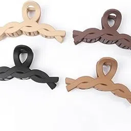 Matte Hair Claw Clips for Women – Pack of 4 | Strong Hold Large Clutchers for Thick & Thin Hair | Non-Slip Braided Design Hair Clips | Lightweight & Durable Matte Finish-image-40