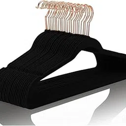 HOLLIO 12 Pcs Velvet Hangers Non-Slip Velvet Hangers Premium Suit Hangers Ultra Thin Space Saving 360 Degree Swivel Hook Clothes Hangers Velvet for Suits,Coats,Jackets image 1