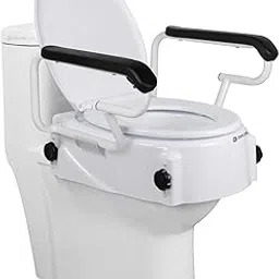 DIALDRCARE Elevated Portable Raised Toilet Seat With Padded Arms Elongated Bathroom Safety Toilet Seat, White-picture-19