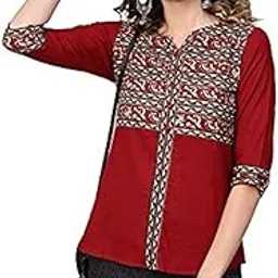 yash gallery Women's Cotton Slub Kalmakari Printed Regular Fit Top for Women-picture-38