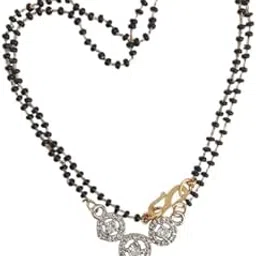 pia creations Traditional Mangal Sutra Necklace for Women | Designer Gold-Plated Circular Pendant with Black Beads Chain | Stylish Ethnic Jewelry for Festive & Light Wear-picture-17