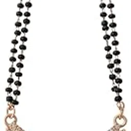 American Diamond Mangalsutra for Women | Gold Plated Designer Tanmaniya with Black Beads Chain | DailyWear Modern Jewellery for Wife-picture-50