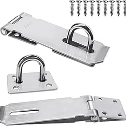 Gate Lock Hasp, Safety Packlock Clasp Hasp Lock Set Door Locks Hasp Latch for Doors, Cabinets, Closets and More/Padlock Security Door Clasp Hasp Lock Latch, Mounting Screws (Pack of 6pc)-picture-27