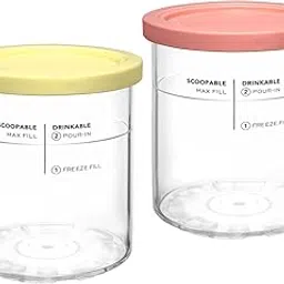 SLLFLY For Deluxe Pints and Lids 2 Pack,Compatible with Ninja11-in-1 NC501 NC500 Series Deluxe Ice Cream Maker,24oz NC501 Deluxe XL Cups (Yellow,Pink)-image-30