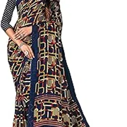Kanooda Prints Women's Fancy Georgette Printed Saree_1291_NavyBlue-picture-34