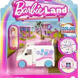 Barbie Mini BarbieLand Doll and Vehicle Toy Set with Barbie 1.5" Doll, Color Changing Ambulance and Medical Consultation, JCR34-image-78