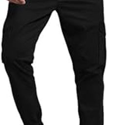 bushirt Men Flat-Front Mid-Rise Cotton Classic Slim Fit Casual Joggers Trousers-picture-0