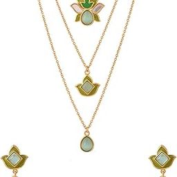 voylla Forever More Green Layered Necklace set for women|Enamelled Necklace Set For Women|EveryDay|Festive|Wedding|Gift For Women|-picture-48