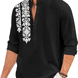 royalscout Men's Regular Fit Stylish Embroidered Design Cotton Blend Full Sleeve Short Straight Kurta Shirt-picture-67
