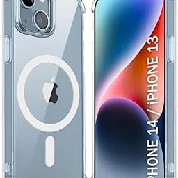 TheGiftKart Shockproof Ultra-Hybrid Back Cover Case for iPhone 14 / iPhone 13 Compatible with MagSafe | 360° Protection | Crystal Clear Hard Back Cover Case for iPhone 14/13 (Transparent Bumper)-image-35