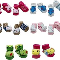 saugat traders Baby Boy's Ankle Length Cotton Socks for Newborn Baby Boys, Girls - 3 to 12 Months Baby - Anti Slip Socks - Assorted Design-picture-12