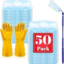 50 PCS Duster Refills for Swiffer Dusters,Disposable Dusters Refills（1 Telescopic Handles+1 Short Handle+1 Pair of Rubber Gloves）-image-65