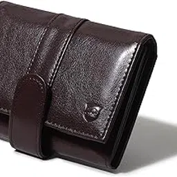 samtroh Envelope Closer Vegan Leather Wallet for Women I 3 Compartments I 2 Card Slots & Zipper Pocket I 1 Id Card Slots & Secret Compartment (Brown) image 1