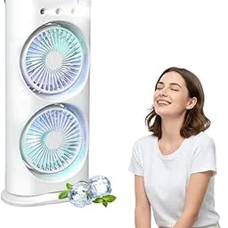 Drumstone (𝐒𝐩𝐞𝐜𝐢𝐚𝐥 𝟏𝟓 𝐘𝐞𝐚𝐫𝐬 𝐖𝐚𝐫𝐫𝐚𝐧𝐭𝐲) USB Rechargeable 4000mAh Spray Fan | Cold Air Mini Cooler with LED Light, Touch & Remote Control, 280ml Water Tank, Ice Mist, Portable-picture-21