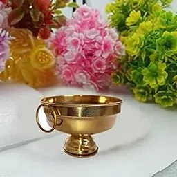 Effigy onlinehub Brass Gangal/Gangalam Bowl Home Decor Item, Living Room Shelf Decoration showpieces, Table Decorative, Pooja mandir Article Size 3" inch-image-93