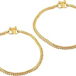 jewar mandi Anklet Gold Tone Gold Plated Ad Cz Multi-Stones Fashionable Fancy Payal Jewelry for Women & Girls-picture-21