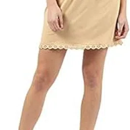 poppins ark Women's Cotton Short Underskirt for Dresses (Black/Beige/White) (Beige, Medium)-picture-12