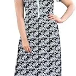 geet ethnica Women’s Satin Night Dress | Floral Printed Satin Fabric Long Nighty | Soft Sleepwear for Women (Printed Black Nighty)-picture-18