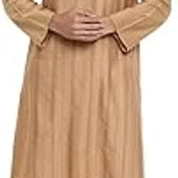 fabindia en Viscose Silk Chinese Collar Long Kurta Gold-picture-55
