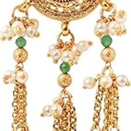 i jewels Rajwadi Plated Brass Adjustable Finger Ring with Pearl Beads & Latkan Chain for Women-picture-15