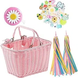 Kids Bike Basket Front Decoration Handlebar Basket for Cycling Riding Sports Light Pink|Sporting Goods|Cycling|Bicycle Accessories|Baskets-picture-19