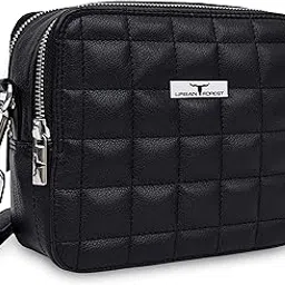 urban forest Ellie Black Quilted Leather Sling Bag for Women-picture-50