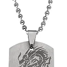 Crown Dragon Mythical Winged Necklace Pendant Jewelry Gift For Men Silver Stainless Steel Pendant Necklace Chain For Men And Women SPn2022439-image-0