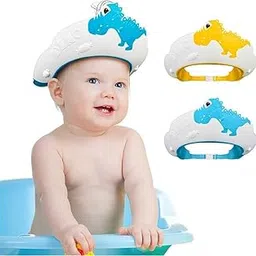 AGIRLVCT - Baby Shower Cap for Kids Hair Washing Shield, Toddler Bath Hat, Shampoo Visor, Head Protector - Cute Dinosaur Shape Makes Bath More Fun - Blue (1 Pack)-image-48