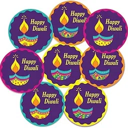 Happy Diwali Party Stickers, 40 Count, 2 Inches, Round, 4 Unique Designs-picture-22