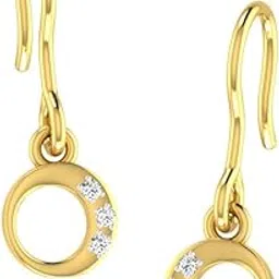 dishis 18KT Yellow Gold Diamond Drop Earrings for Women-picture-46